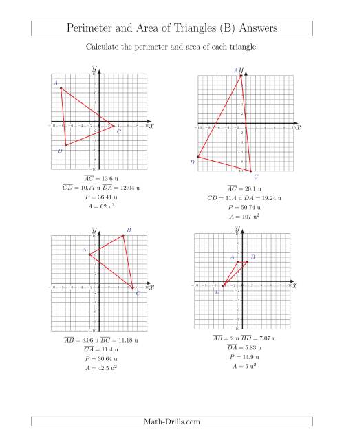 Perimeter And Area Of Triangles On Coordinate Planes (B)