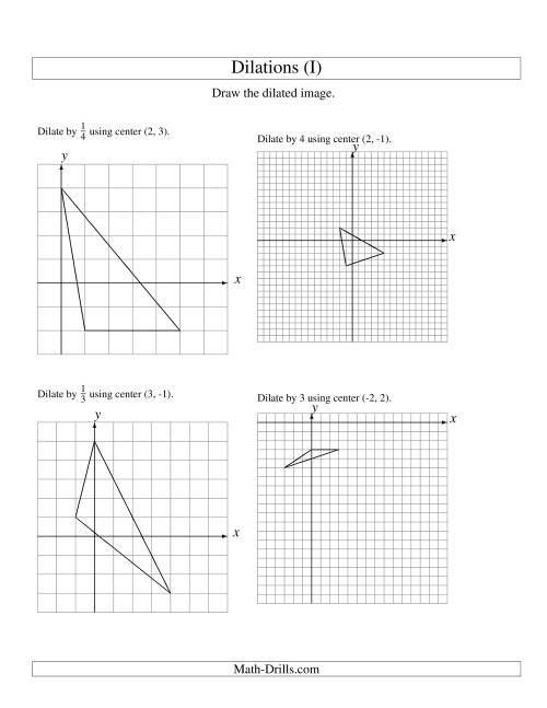 The Dilations Using Various Centers (I) Math Worksheet