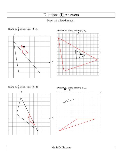 The Dilations Using Various Centers (I) Math Worksheet Page 2