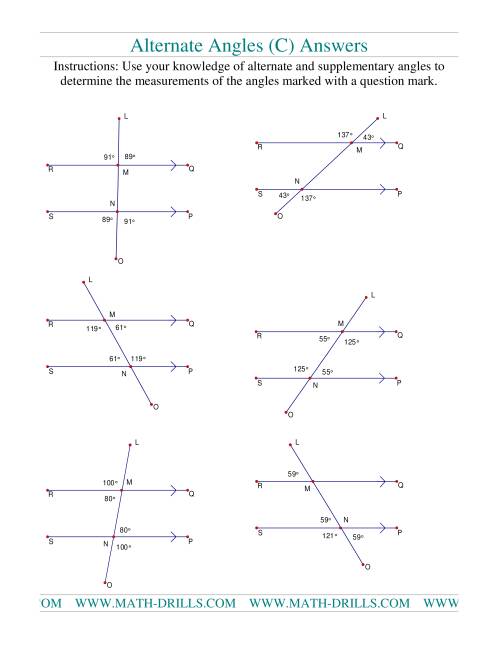 The Alternate Angles (C) Math Worksheet Page 2