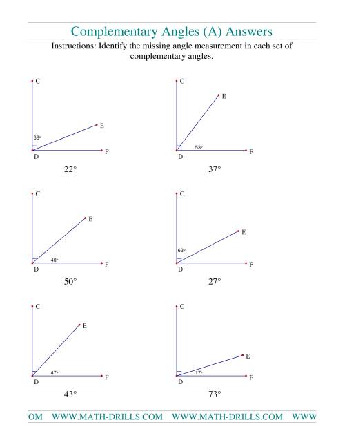 Complementary Angles A 