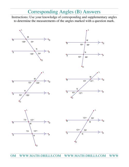 The Corresponding Angles (B) Math Worksheet Page 2