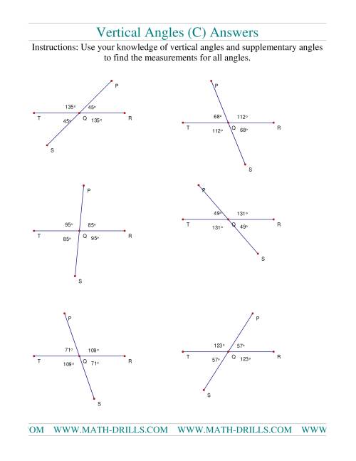 The Vertical Angles (C) Math Worksheet Page 2