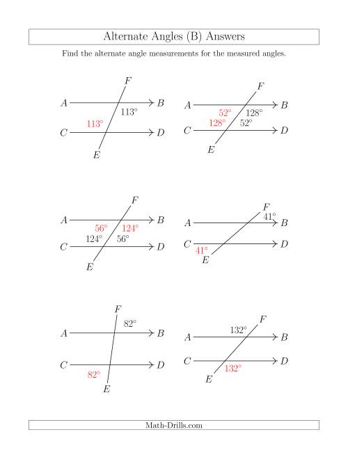The Alternate Angles (B) Math Worksheet Page 2