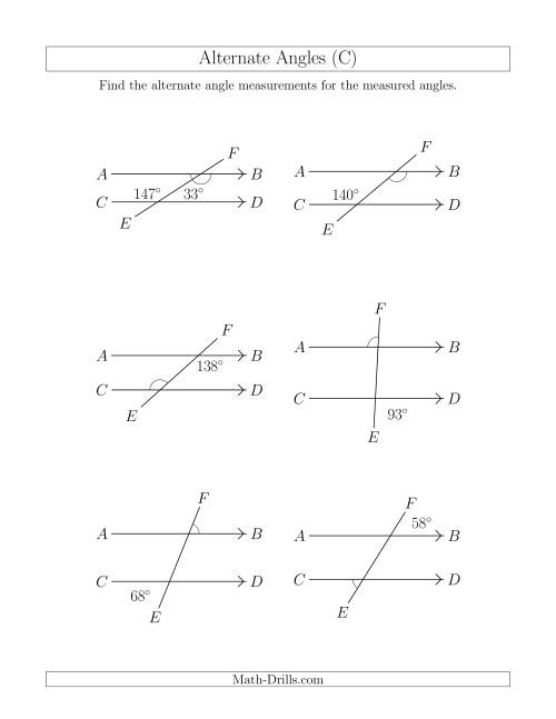 The Alternate Angles (C) Math Worksheet