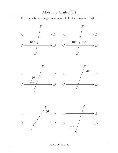 The Alternate Angles (D) Math Worksheet