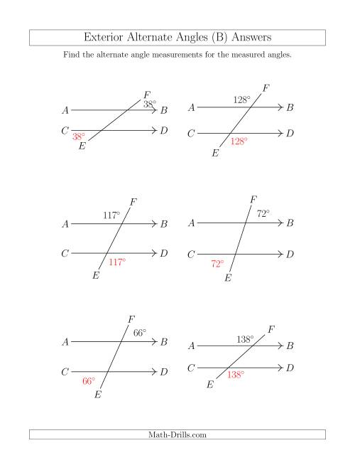 The Exterior Alternate Angle Relationships (B) Math Worksheet Page 2