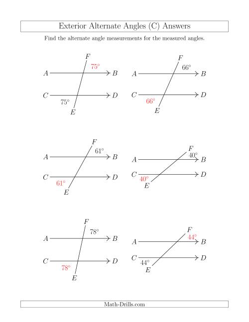 The Exterior Alternate Angle Relationships (C) Math Worksheet Page 2