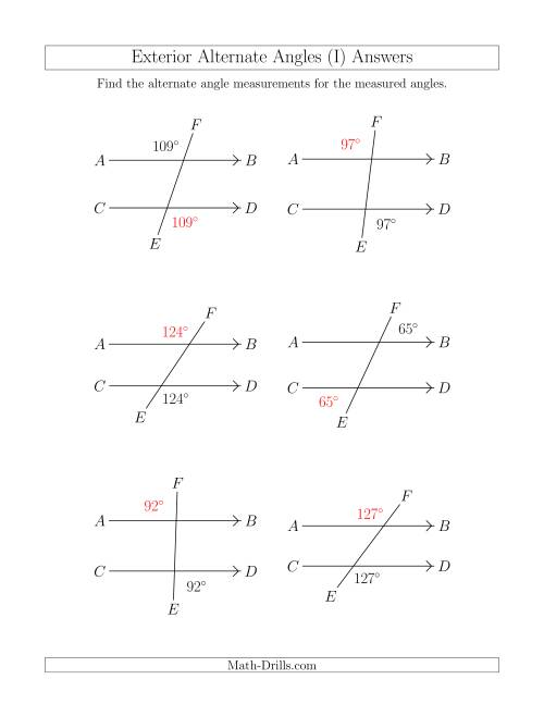 The Exterior Alternate Angle Relationships (I) Math Worksheet Page 2