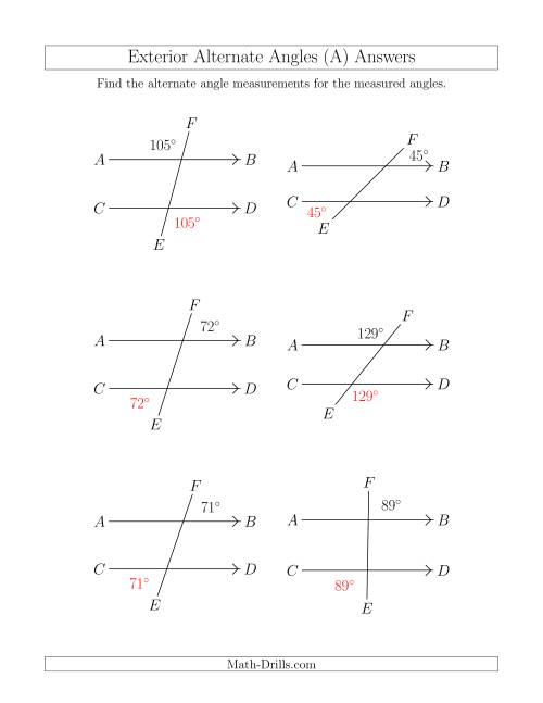 The Exterior Alternate Angle Relationships (All) Math Worksheet Page 2