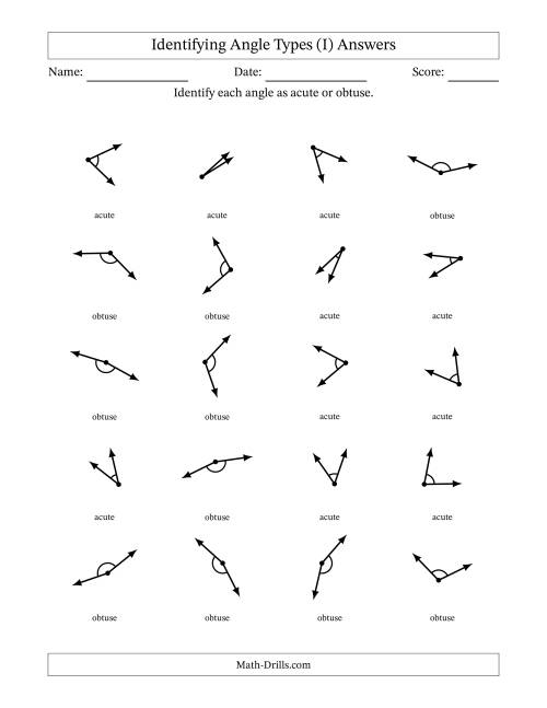 The Identifying Acute And Obtuse Angles With Angle Marks (I) Math Worksheet Page 2
