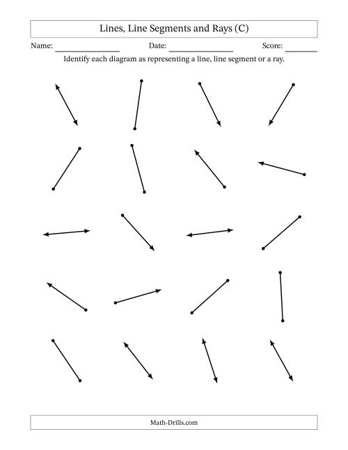 The Identifying Lines, Line Segments and Rays (C) Math Worksheet