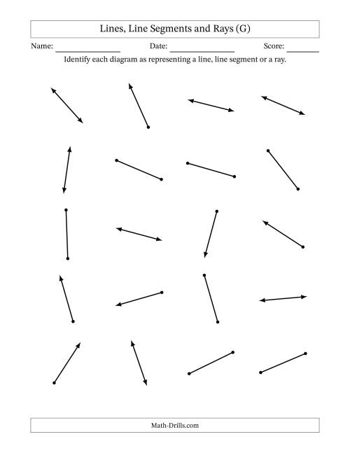 The Identifying Lines, Line Segments and Rays (G) Math Worksheet
