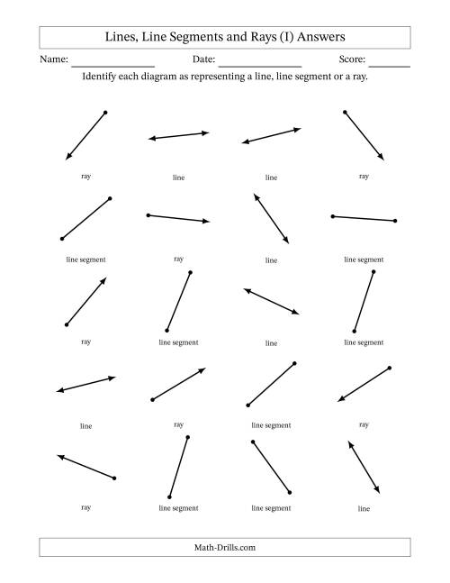 The Identifying Lines, Line Segments and Rays (I) Math Worksheet Page 2