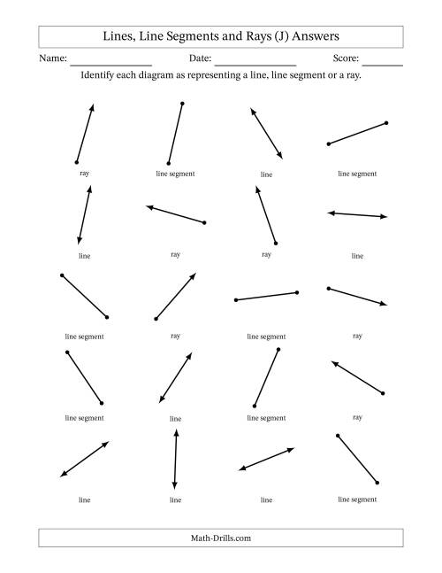 The Identifying Lines, Line Segments and Rays (J) Math Worksheet Page 2