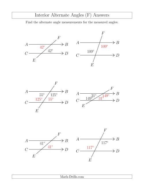 The Interior Alternate Angle Relationships (F) Math Worksheet Page 2