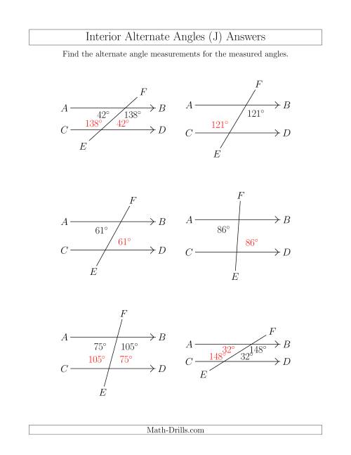 Interior Alternate Angle Relationships (J)