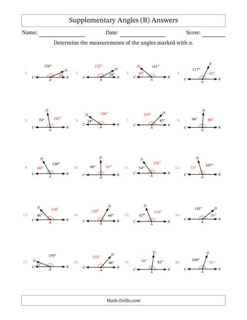 Supplementary Angle Relationships (B)