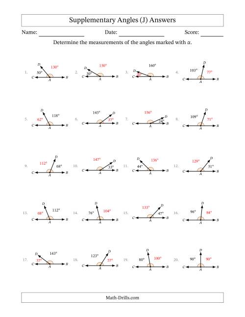 Supplementary Angle Relationships (J)