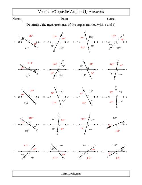 Vertical Angle Relationships (J)