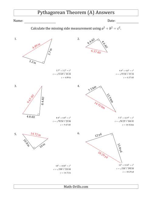 Finding The Hypotenuse Worksheet Answers