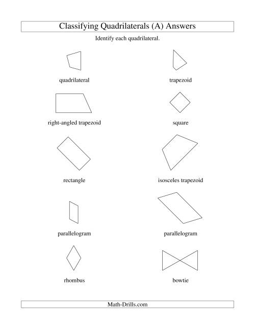 The Classifying Quadrilaterals (A) Math Worksheet Page 2