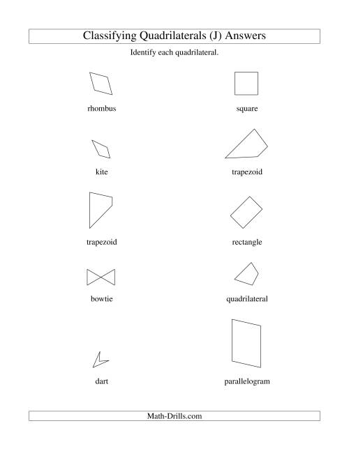 The Classifying Quadrilaterals (J) Math Worksheet Page 2
