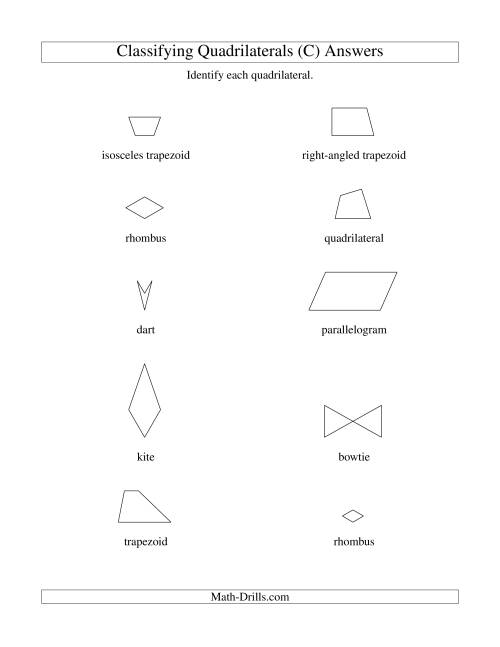 The Classifying Quadrilaterals (No Rotation) (C) Math Worksheet Page 2