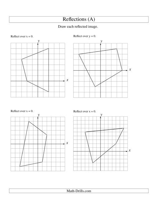 Reflection of 4 Vertices Over the x or y Axis (A) Geometry ...