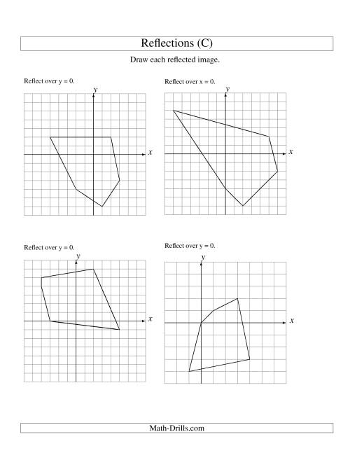 The Reflection of 5 Vertices Over the x or y Axis (C) Math Worksheet
