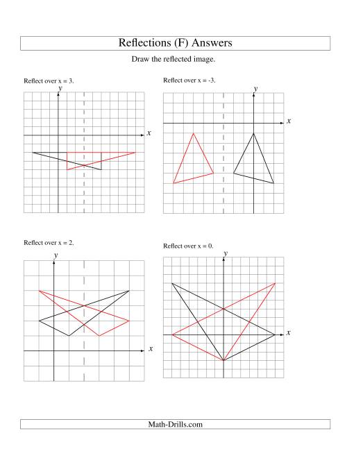 The Reflection of 3 Vertices Over Various Lines (F) Math Worksheet Page 2