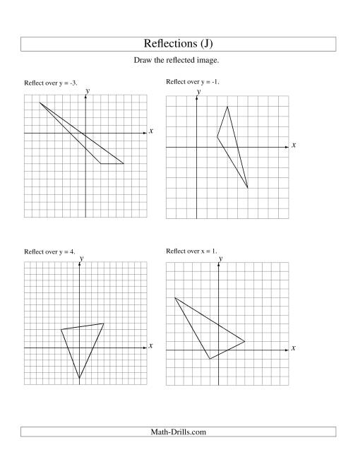 The Reflection of 3 Vertices Over Various Lines (J) Math Worksheet