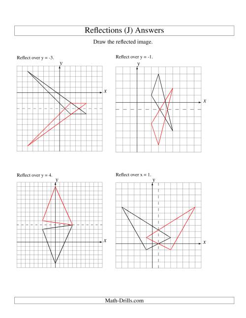 The Reflection of 3 Vertices Over Various Lines (J) Math Worksheet Page 2