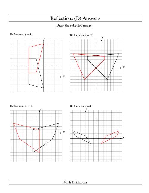 The Reflection of 4 Vertices Over Various Lines (D) Math Worksheet Page 2