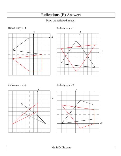 The Reflection of 4 Vertices Over Various Lines (E) Math Worksheet Page 2