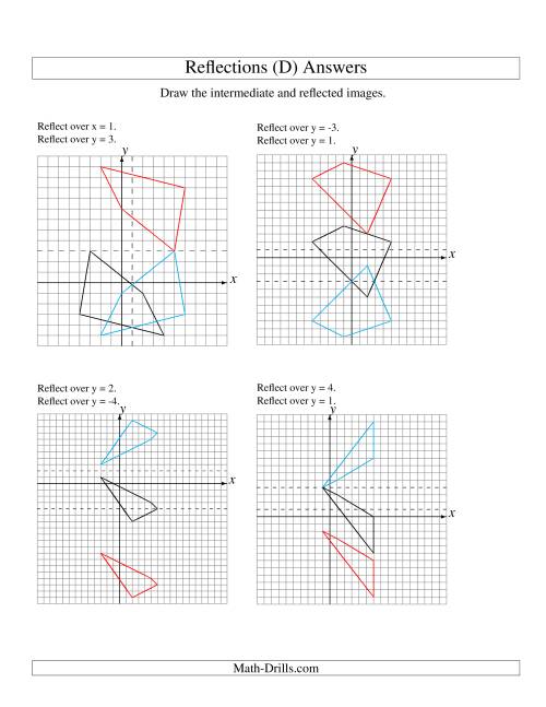 The Two-Step Reflection of 4 Vertices Over Various Lines (D) Math Worksheet Page 2