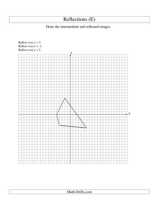 The Three-Step Reflection of 4 Vertices Over Various Lines (E) Math Worksheet