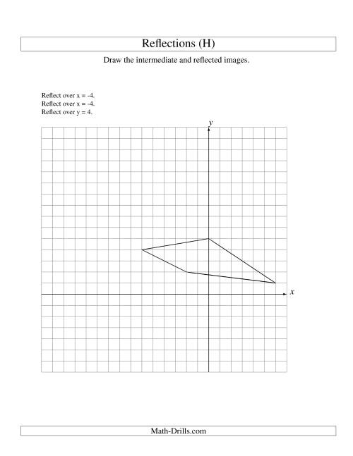 The Three-Step Reflection of 4 Vertices Over Various Lines (H) Math Worksheet