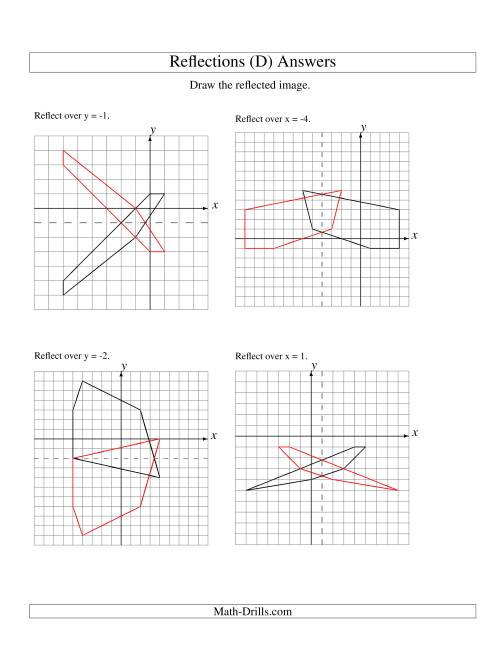 The Reflection of 5 Vertices Over Various Lines (D) Math Worksheet Page 2