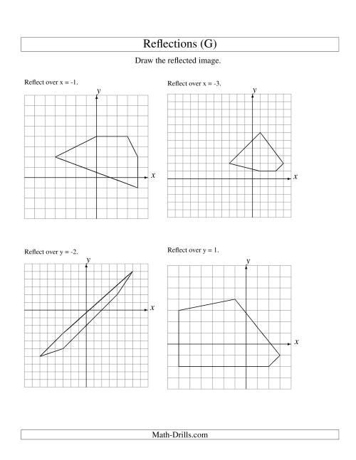 The Reflection of 5 Vertices Over Various Lines (G) Math Worksheet