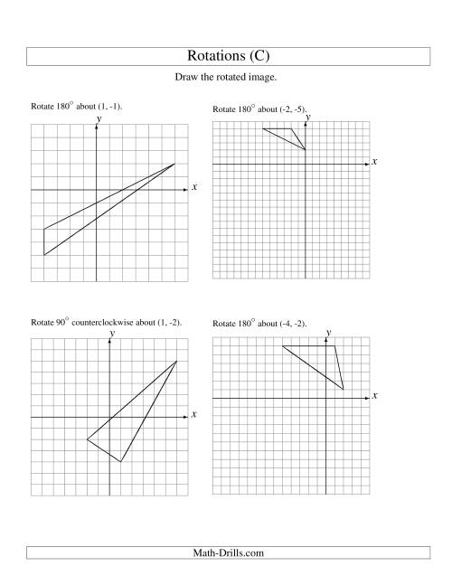 The Rotation of 3 Vertices around Any Point (C) Math Worksheet