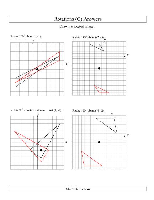 The Rotation of 3 Vertices around Any Point (C) Math Worksheet Page 2