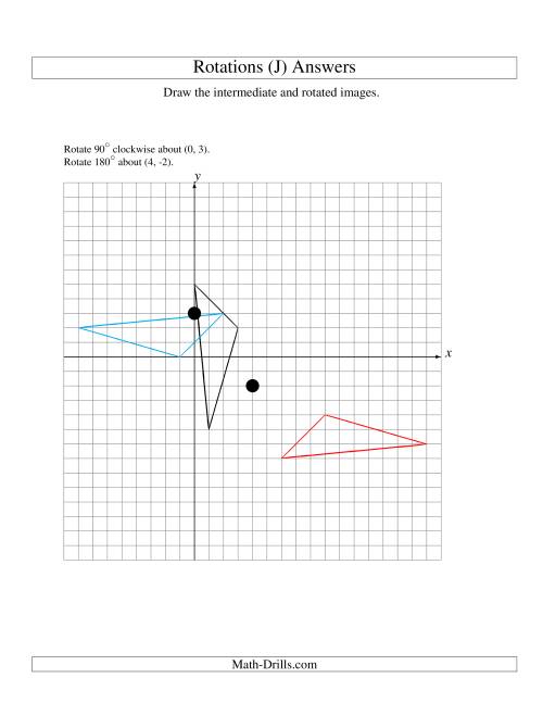 The Two-Step Rotation of 3 Vertices around Any Point (J) Math Worksheet Page 2