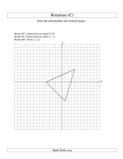 The Three-Step Rotation of 3 Vertices around Any Point (C) Math Worksheet
