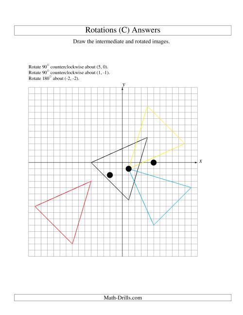The Three-Step Rotation of 3 Vertices around Any Point (C) Math Worksheet Page 2