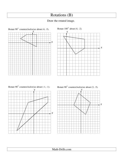 The Rotation of 4 Vertices around Any Point (B) Math Worksheet