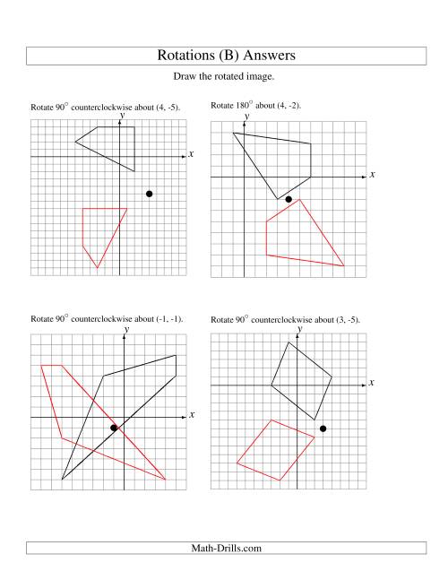 The Rotation of 4 Vertices around Any Point (B) Math Worksheet Page 2