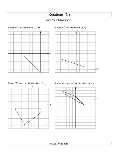 The Rotation of 4 Vertices around Any Point (C) Math Worksheet