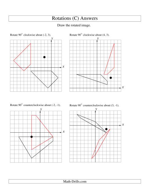 The Rotation of 4 Vertices around Any Point (C) Math Worksheet Page 2
