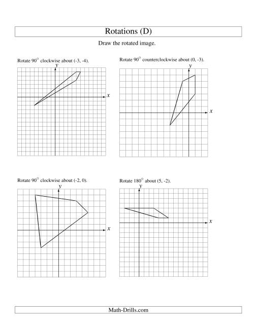 The Rotation of 4 Vertices around Any Point (D) Math Worksheet